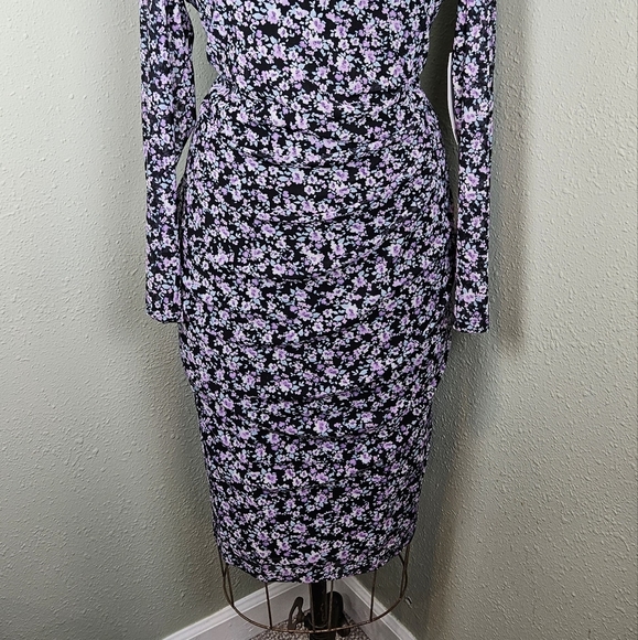 NWT Nine West Women's Floral-Print Ruched Mesh Midi Dress Size 16 Goth 90s Y2K - Picture 11 of 14